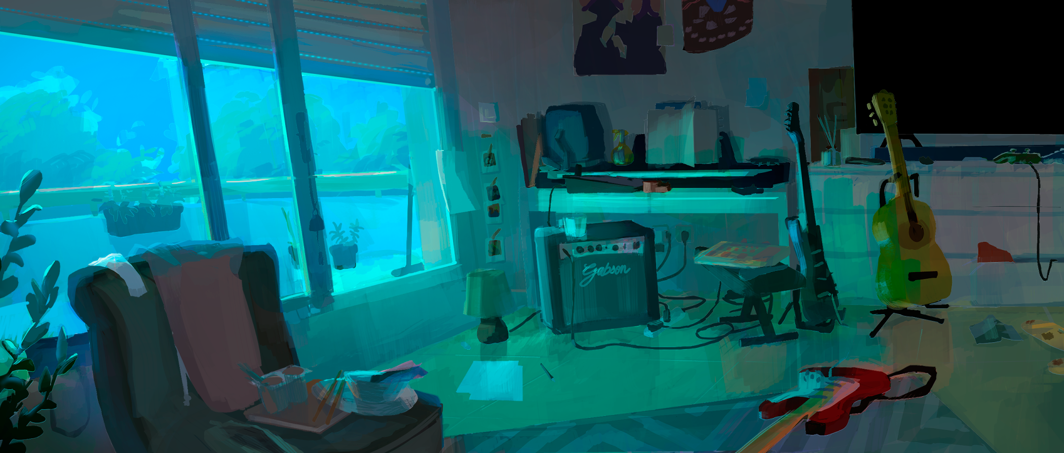 Gabrielle DO DUY - Background Concept art - A Moody Modern Home Studio Color Key study