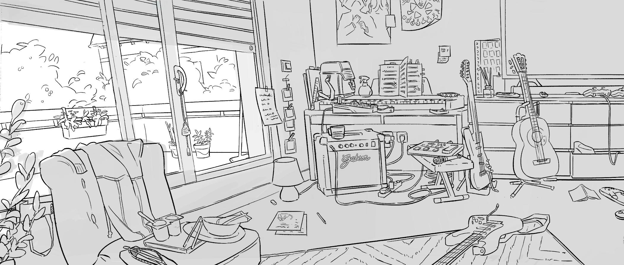 Gabrielle DO DUY - Background Concept art - A Moody Modern Home Studio Color Key study